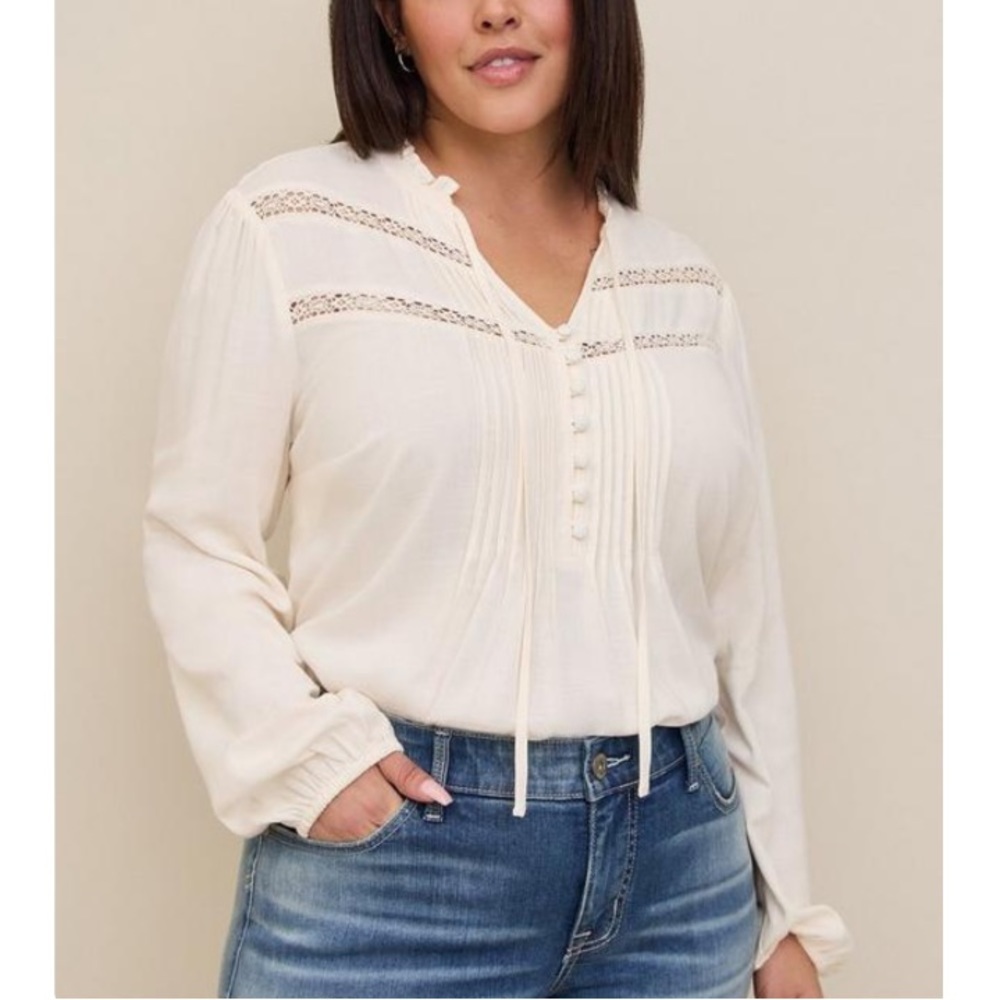 TORRID NWT Rayon Slub Peasant Long Sleeve Top